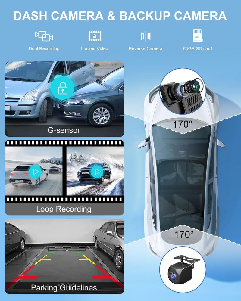 25HOURS HK3 Carplay Screen for Car, 10.26’’ Wireless Apple Car Play & Android Auto Touch Screen, 4K Dash Cam, 1080P Backup Camera, Car Stereo, GPS Navigation/Mirror Link/Bluetooth/Voice Control, Plug and Play - Image 4
